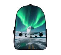 18L Airplane Under The Polar Night Sky Laptop Backpack Adults 16" Lightweight Carry on Backpack for Travel Flight Waterproof Casual Daypack Work Bussiness Computer Bag for Office Commute Outdoor Sport