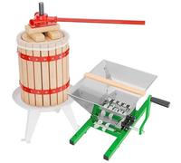 18L Fruit Press and 7L Fruit Mill Manual Juice and Cider Making Set Heavy Duty Fruit Wine Press and Crusher Bundle for Apple Grape Berry Juice Maker Home Brewing Cider Making Equipment for Kitchen