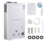 18L Gas Instantaneous Water Heater, 32 KW LPG Propane Water Heater, Super Low 0.5 Bar Start Water Pressure, for Shower and Daily Use, Camping Trips, Silver
