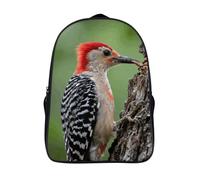 18L Male Red-bellied Woodpecker Laptop Backpack Adults 16" Lightweight Carry on Backpack for Travel Flight Waterproof Casual Daypack Work Bussiness Computer Bag for Office Commute Outdoor Sports