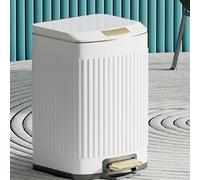 18L Matte White Stainless Steel Trash Can with Soft Close Lid Step Pedal Inner BucketHigh Capacity Garbage Bin for Kitchen Bathroom Living Room Office