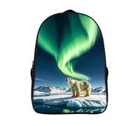 18L Northern Lights Polar Bear Laptop Backpack Adults 16" Lightweight Carry on Backpack for Travel Flight Waterproof Casual Daypack Work Bussiness Computer Bag for Office Commute Outdoor Sports