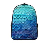 18L Ocean Sea Blue Mermaid Fish Scale Laptop Backpack Adults 16" Lightweight Carry on Backpack for Travel Flight Waterproof Casual Daypack Work Bussiness Computer Bag for Office Commute Outdoor Sports