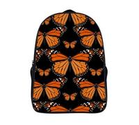 18L Orange Monarch Butterflies Laptop Backpack Adults 16" Lightweight Carry on Backpack for Travel Flight Waterproof Casual Daypack Work Bussiness Computer Bag for Office Commute Outdoor Sports