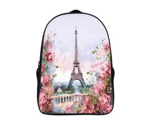 18L Paris Eiffel Tower with Flowers Laptop Backpack Adults 16" Lightweight Carry on Backpack for Travel Flight Waterproof Casual Daypack Work Bussiness Computer Bag for Office Commute Outdoor Sports