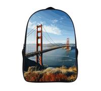 18L San Francisco Golden Gate Bridge Laptop Backpack Adults 16" Lightweight Carry on Backpack for Travel Flight Waterproof Casual Daypack Work Bussiness Computer Bag for Office Commute Outdoor Sports
