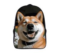 18L Shiba Inu Smile Tongue Out Laptop Backpack Adults 16" Lightweight Carry on Backpack for Travel Flight Waterproof Casual Daypack Work Bussiness Computer Bag for Office Commute Outdoor Sports