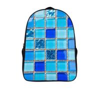 18L Square Bright Glass Mosaic Laptop Backpack Adults 16" Lightweight Carry on Backpack for Travel Flight Waterproof Casual Daypack Work Bussiness Computer Bag for Office Commute Outdoor Sports