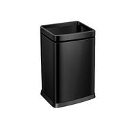 18L Stainless Steel Trash Can - Sleek Open Design Garbage Bin for Kitchen Bathroom Office & Living Room - Durable & Stylish Large Capacity Waste Basket (Black)