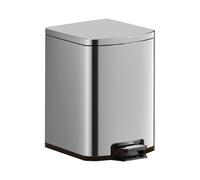 18L Stainless Steel Trash Can with Lid Pedal Operated Rectangular Design for Kitchen Bathroom Living Room & Office (Silver) High Capacity Durable & Stylish