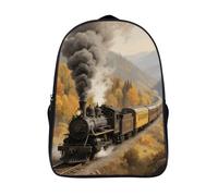 18L Steam Train in The Valley Laptop Backpack Adults 16" Lightweight Carry on Backpack for Travel Flight Waterproof Casual Daypack Work Bussiness Computer Bag for Office Commute Outdoor Sports