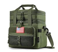 18L Tactical Lunch Box - Insulated, Leakproof, and Expandable Double-Deck Cooler Bag for Work, Camping, Picnic - Durable Black Lunch Bag for Adults (J Green)