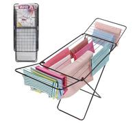 18M Clothes Drying Rack Stand - Foldable Winged Laundry Airer with Towel Rail, Portable Concertina Clothes Dryer, Strong Metal Frame, Indoor & Outdoor Use