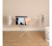 OHS Foldable Clothing Drying Rack 18m Stainless Steel, Winged Heavy Duty Space Saving Indoor Clothes Drying Airer Rack Durable & Rust-Resistant Ideal for Home - White One Size