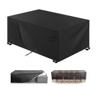 18meng Art Garden Furniture Covers Garden Table Covers Waterproof 600D Oxford Fabric 230x100x75cm Black Outdoor Furniture Cover Tear-Resistant, Windproof, Anti-UV for Table Chairs Rattan Sofa