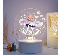 18meng Art Genshin Impact Barbara 7 Colors Led Acrylic Night Lights 3D Anime Style Colorful Night Light genshin Anime Figure Lamp Touch Stickers for Kid Bedroom Decor Birthday Gift(7 Color dimming)
