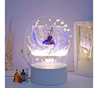 18meng Art Genshin Impact Kamisato Ayaka 7 Colors Led Acrylic Night Lights 3D Anime Style Colorful Light Figure Lamp Touch Stickers for Kid Bedroom Decoration Birthday Gift(7 Color dimming)