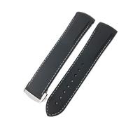 18mm 19mm 20mm 21mm 22mm Rubber Watchband fit for Omega Seamaster 300 AT150 Speedmaster Planet Ocean fit for Seiko fit for CASIO Silicone Strap(Black White,19MM_SILVER BUCKLE)