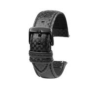 18mm 20mm 21mm 22mm 23mm 24mm Men Women Stitching Carbon Fiber Watch Band Leather Strap, Black Black Pin, 20mm