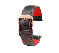 18mm 20mm 21mm 22mm 23mm 24mm Men Women Stitching Carbon Fiber Watch Band Leather Strap, Red Rg Pin, 24mm