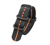 18mm/20mm/22mm/24mm Multicolor Striped Watch Strap Replacement Military Sport Men Watch Band Nylon Strap with Black Ring Buckle, 2Black 1Orange 18mm