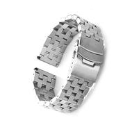 18mm 20mm 22mm 24mm Quick Release Solid Full Stainless Steel Watchbands Metal Business Bracelet(Silver 5 Beads,24mm)