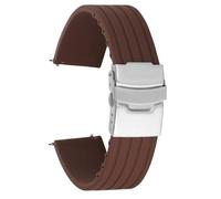 18mm 20mm 22mm 24mm Soft Silicone Watch Band Sports Rubber Replacement Strap(Brown,24mm)