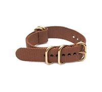18mm 20mm 22mm 24mm Watch Band with Gold 5 Rings Stainless Steel Buckle for Nato Nylon Strap, Brown, 20mm