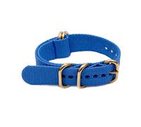 18mm 20mm 22mm 24mm Watch Band with Gold 5 Rings Stainless Steel Buckle for Nato Nylon Strap, Sky Blue, 20mm