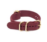 18mm 20mm 22mm 24mm Watch Band with Gold 5 Rings Stainless Steel Buckle for Nato Nylon Strap, Wine Red, 22mm