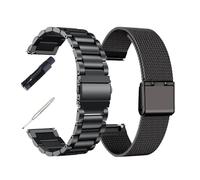 18mm 20mm 22mm 24mm Width Full Stainless Steel Watchband Wristwatch Universal Flat Head Watch Strap Accessories(Black 2 piece set,24mm)