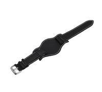 18mm 20mm 22mm Genuine Leather Watch Strap with Mat Bund, Retro Style Band for Men and Women, Black Brown Coffee(BlackWhite,18mm)