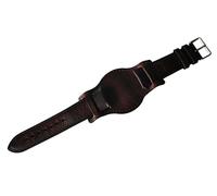 18mm 20mm 22mm Military Cuff Vintage Style Leather Watch Strap with Wide Band - Aged Look with Patina Design - One-Piece Bund Strap (Brown, 22mm)