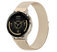 18mm 20mm Metal Band Compatible for Garmin Vivoactive 6/5/4S/3 Watch Bands, Stainless Steel Mesh Strap for Garmin Venu 3S/Venu 2S/Sq Watch Band, Forerunner 55/245/255S/265S Watch Band (Champagne, 18mm