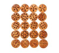 18mm 30Pcs Chrysanthemum Shape Wooden Buttons Cute Round Dark Brown Pattern for Clothes DIY Garment Accessoies(Mixing Color)