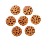 18mm 30Pcs Chrysanthemum Shape Wooden Buttons Cute Round Dark Brown Pattern for Clothes DIY Garment Accessoies(Color 5)
