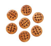 18mm 30Pcs Chrysanthemum Shape Wooden Buttons Cute Round Dark Brown Pattern for Clothes DIY Garment Accessoies(Color 3)