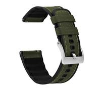 18mm Army Green - BARTON Cordura Fabric and Silicone Hybrid Watch Bands with Integrated quick release spring bars- Stainless Steel Hardware- Compatible with Apple Watch Series 1, 2, 3, 4, 5, & 6