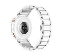 18mm Ceramics Bracelet Strap For Huawei Watch GT5Pro 42mm Butterfly Buckle Replacement Wristband For Huawei Watch GT 5 4 41MM(Silver White,For GT4 41mm)