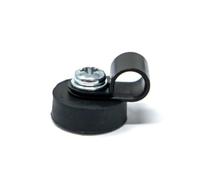 18mm dia x 6mm high Rubber Coated Cable Holding Magnet With 6.4mm Cable Clip (Black) - 1.6kg Pull (Pack of 2)