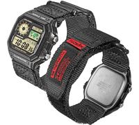 18mm Durable Nylon Watch Band Compatible with CASIO DW-H5600, AE-1000W, AE-1100W, AE-1200, W-S200H, F-91W & More, Quick-Release Watch Strap | 2 Sizes (S: 6.4"-7.6", M: 7.2"-8.4")