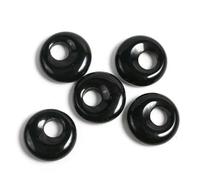 18mm Gemstone Round Donut Ring Pendant Beads for Necklace Earring Jewelry-Only 1PC (Random Pick)-Black Agate