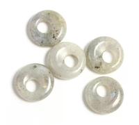18mm Gemstone Round Donut Ring Pendant Beads for Necklace Earring Jewelry-Only 1PC (Random Pick)-Labradorite