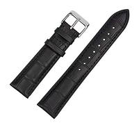 18mm Genuine Leather Watch Band Strap Fits BULOVA 96C121 Black Silver Buckle