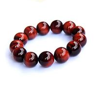 18mm Genuine Natural Red Tiger Eye Gemstone for Women Men Big Crystal Stretch Round Bead Bracelet