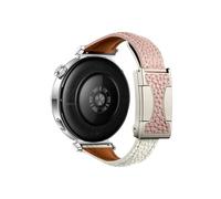18mm Leather Strap Fit for Huawei Watch GT5 4 41mm Pro 42mm Women Slim Bracelet Accessories(Pink white,For Huawei GT 4 41mm)