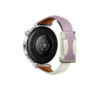 18mm Leather Strap Fit for Huawei Watch GT5 4 41mm Pro 42mm Women Slim Bracelet Accessories(Purple white,For Huawei GT 5 Pro 42mm)