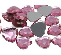 18mm Lite Pink H117 Flat Back Heart Acrylic Rhinestones Plastic Gems Plastic Costume Jewels Embelishments - 30 Pieces