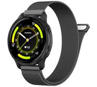 18mm Metal Bands Compatible with Garmin Venu 3S/Venu 2S/Vivoactive 4S/Forerunner 255S/265S Watch Band, Magnetic Stainless Steel Mesh Loop Wristband for GarminMove 3S/Active S Watch Band Women, Black