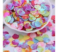 18mm Mixed Colors Shell Sequins AB Iridescent Plastic Paillettes Shell Shape Loose Sequins with Hole for DIY Crafts Sewing, 20g/0.7oz